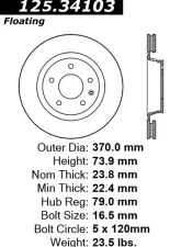 Centric Premium High Carbon Alloy Brake Rotor 125.34103                                     - 125.34103 - Image 2