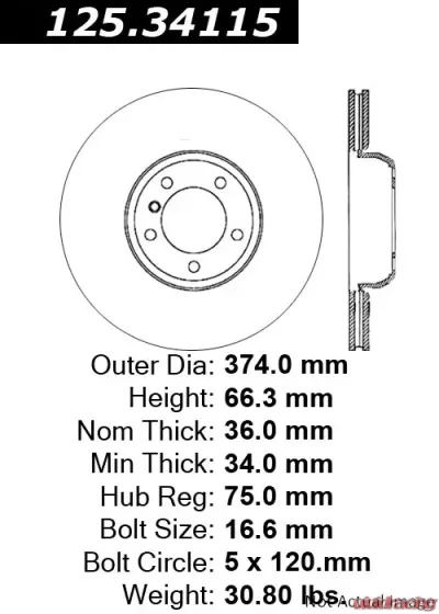 Centric Premium High Carbon Alloy Brake Rotor 125.34115 - 125.34115