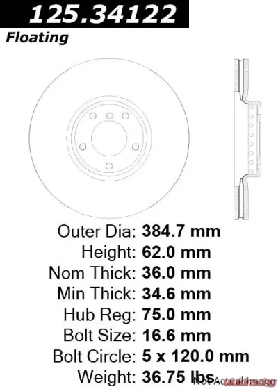 Centric Premium High Carbon Alloy Brake Rotor 125.34122 - 125.34122