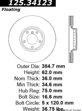 Centric Premium High Carbon Alloy Brake Rotor 125.34123                                     - 125.34123 - Image 2
