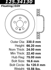 Centric Premium High Carbon Alloy Brake Rotor 125.34130                                     - 125.34130 - Image 2