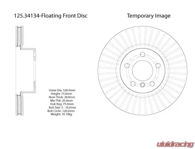 Centric Premium High Carbon Alloy Brake Rotor 125.34134 - 125.34134