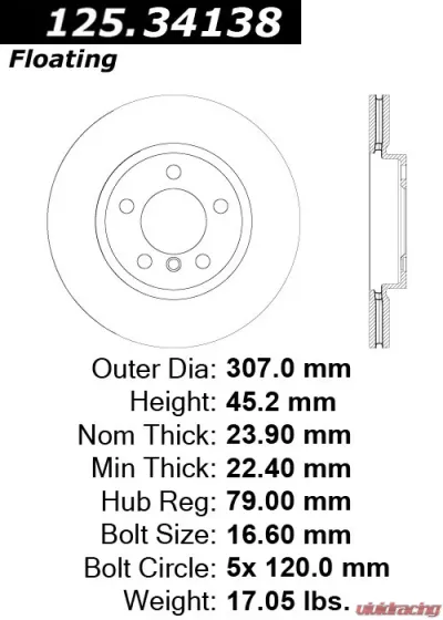 Centric Premium High Carbon Alloy Brake Rotor 125.34138 - 125.34138