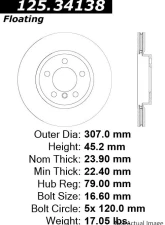 Centric Premium High Carbon Alloy Brake Rotor 125.34138                                     - 125.34138 - Image 2