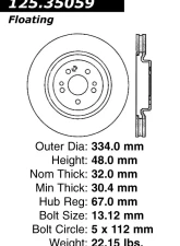 Centric Premium High Carbon Alloy Brake Rotor 125.35059                                     - 125.35059 - Image 2