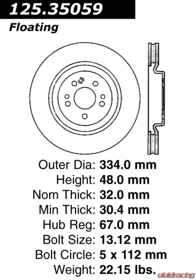 Centric Premium High Carbon Alloy Brake Rotor 125.35059 - 125.35059