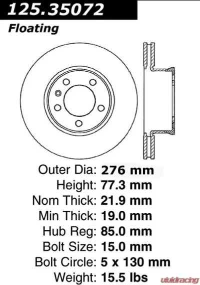 Centric Premium High Carbon Alloy Brake Rotor 125.35072 - 125.35072
