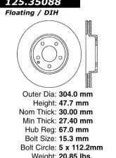 Centric Premium High Carbon Alloy Brake Rotor 125.35088                                     - 125.35088 - Image 2