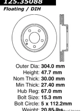 Centric Premium High Carbon Alloy Brake Rotor 125.35088                                     - 125.35088 - Image 2