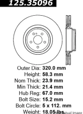 Centric Premium High Carbon Alloy Brake Rotor 125.35096                                     - 125.35096 - Image 2