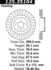 Centric Premium High Carbon Alloy Brake Rotor 125.35104                                     - 125.35104 - Image 2