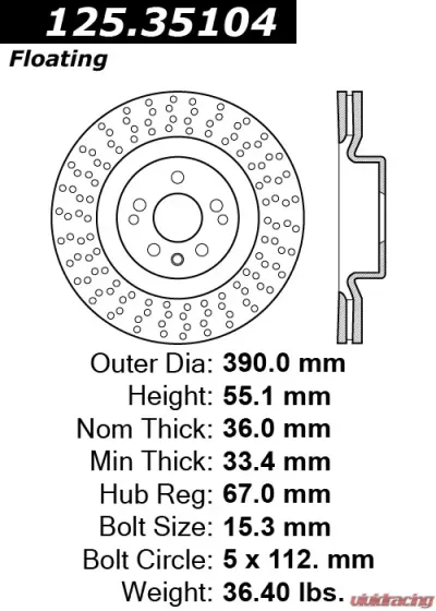 Centric Premium High Carbon Alloy Brake Rotor 125.35104 - 125.35104