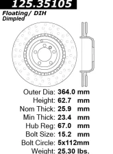 Centric Premium High Carbon Alloy Brake Rotor 125.35105                                     - 125.35105 - Image 2