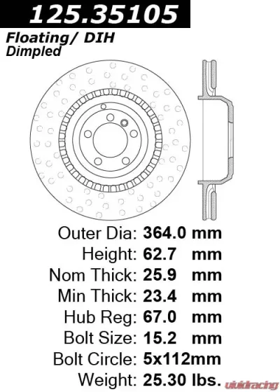 Centric Premium High Carbon Alloy Brake Rotor 125.35105 - 125.35105