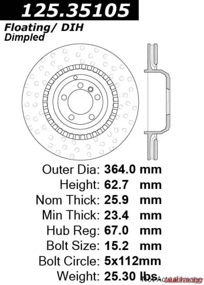 Centric Premium High Carbon Alloy Brake Rotor 125.35105 - 125.35105