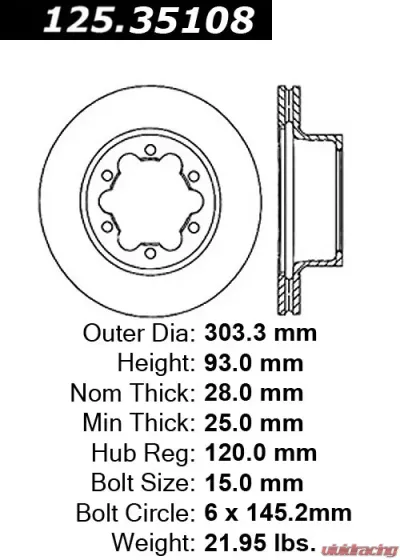 Centric Premium High Carbon Alloy Brake Rotor 125.35108 - 125.35108