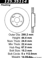 Centric Premium High Carbon Alloy Brake Rotor 125.35114                                     - 125.35114 - Image 2