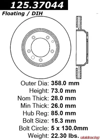 Centric Premium High Carbon Alloy Brake Rotor 125.37044 - 125.37044