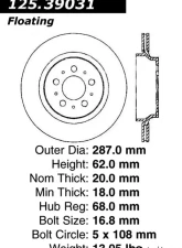 Centric Premium High Carbon Alloy Brake Rotor 125.39031                                     - 125.39031 - Image 2