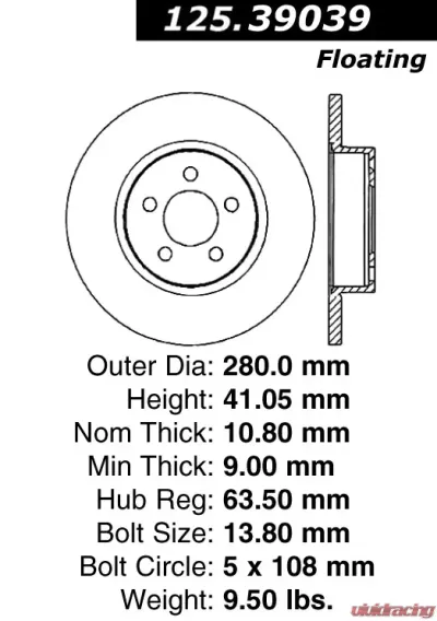 Centric Premium High Carbon Alloy Brake Rotor 125.39039 - 125.39039