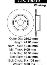 Centric Premium High Carbon Alloy Brake Rotor 125.39039                                     - 125.39039 - Image 2