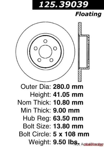 Centric Premium High Carbon Alloy Brake Rotor 125.39039 - 125.39039