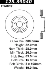 Centric Premium High Carbon Alloy Brake Rotor 125.39040                                     - 125.39040 - Image 2