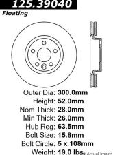 Centric Premium High Carbon Alloy Brake Rotor 125.39040                                     - 125.39040 - Image 2