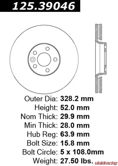 Centric Premium High Carbon Alloy Brake Rotor 125.39046 - 125.39046