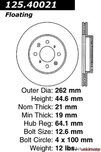 Centric Premium High Carbon Alloy Brake Rotor 125.40021 - 125.40021