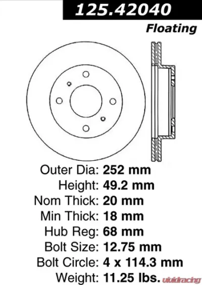 Centric Premium High Carbon Alloy Brake Rotor 125.42040 - 125.42040