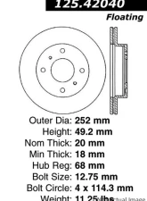 Centric Premium High Carbon Alloy Brake Rotor 125.42040                                     - 125.42040 - Image 2