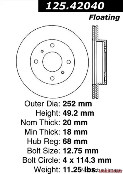 Centric Premium High Carbon Alloy Brake Rotor 125.42040 - 125.42040