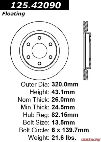 Centric Premium High Carbon Alloy Brake Rotor 125.42090 - 125.42090