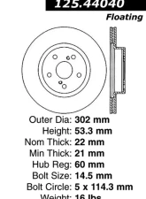 Centric Premium High Carbon Alloy Brake Rotor 125.44040                                     - 125.44040 - Image 2