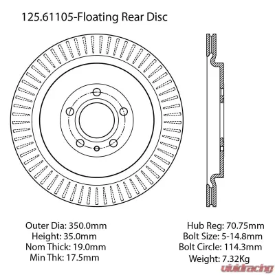 Centric Premium High Carbon Alloy Brake Rotor 125.61105 - 125.61105