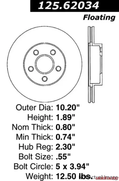 Centric Premium High Carbon Alloy Brake Rotor 125.62034 - 125.62034