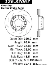 Centric Premium OE Style Slotted Brake Rotor 126.37067                                     - 126.37067 - Image 2