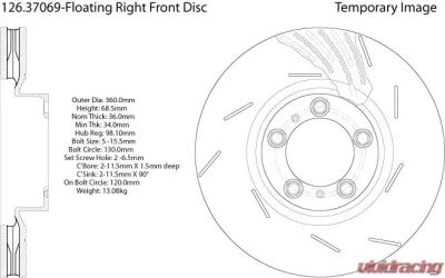 Centric Premium OE Style Slotted Brake Rotor 126.37069 - 126.37069