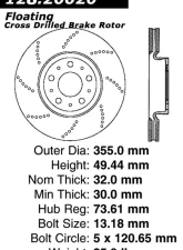 Centric Premium OE Style Drilled  Brake Rotor 128.20020                                     - 128.20020 - Image 2
