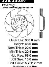 Centric Premium OE Style Drilled  Brake Rotor 128.33084                                     - 128.33084 - Image 2