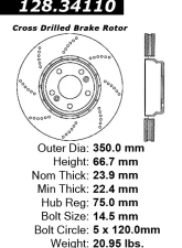 Centric Premium OE Style Drilled  Brake Rotor 128.34110                                     - 128.34110 - Image 2
