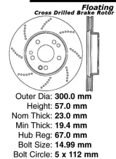 Centric Premium OE Style Drilled  Brake Rotor 128.35030                                     - 128.35030 - Image 2