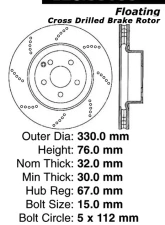 Centric Premium OE Style Drilled  Brake Rotor 128.35038                                     - 128.35038 - Image 2