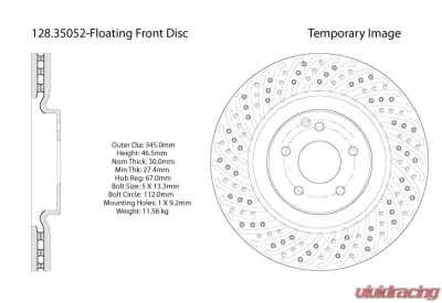 Centric Premium OE Style Drilled  Brake Rotor 128.35052 - 128.35052