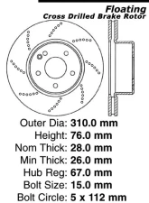 Centric Premium OE Style Drilled  Brake Rotor 128.35064                                     - 128.35064 - Image 2