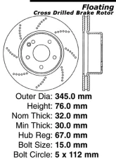 Centric Premium OE Style Drilled  Brake Rotor 128.35065                                     - 128.35065 - Image 2