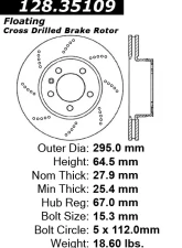Centric Premium OE Style Drilled  Brake Rotor 128.35109                                     - 128.35109 - Image 2