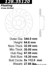 Centric Premium OE Style Drilled  Brake Rotor 128.35120                                     - 128.35120 - Image 2