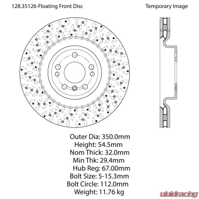 Centric Premium OE Style Drilled  Brake Rotor 128.35126 - 128.35126